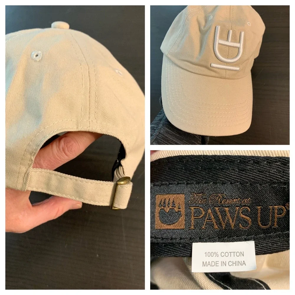 Paws Up Baseball Cap Tan Cotton Adjustable Strap Embroidered Logo Unisex Montana